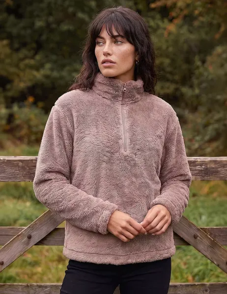 Roman Sherpa Zip Neck Fleece Brown Mix