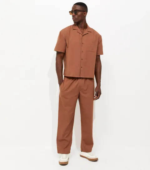 Men's Rust Wide Leg Trousers