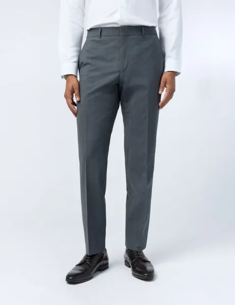 Ted Baker Slim Fit Wool Rich Flat Front Performance Trousers Charcoal