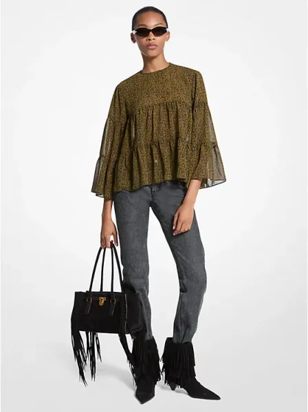 Paisley Print Georgette Tiered Blouse