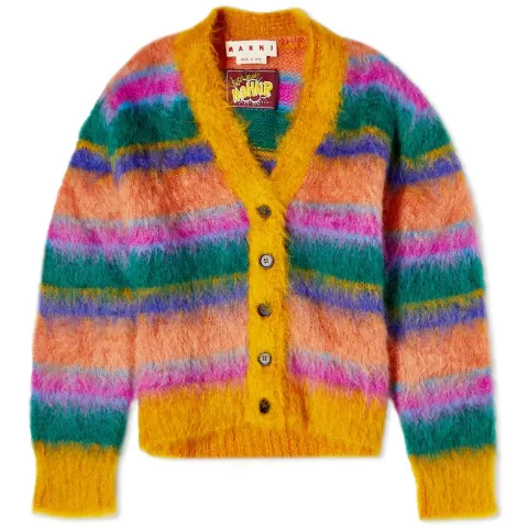 Knit stripe mohair cardigan