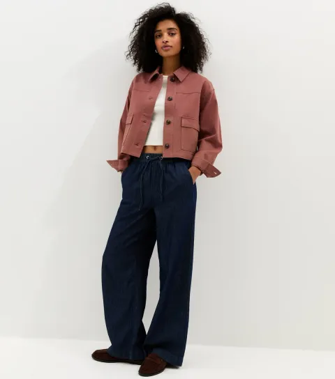 New Look Women's Pink Flap Pocket Cotton Shacket