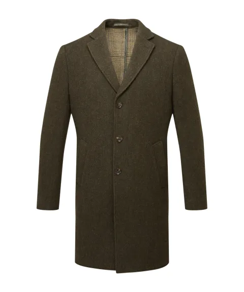 Schöffel Country Banchory Tweed Coat - Dark Olive Herringbone Tweed