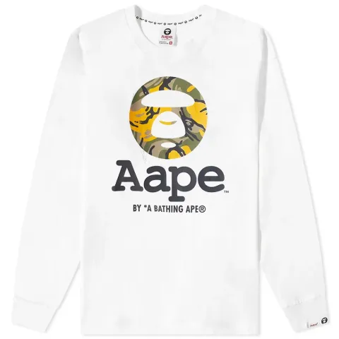 AAPE Long Sleeve Camo Moon Face T-Shirt