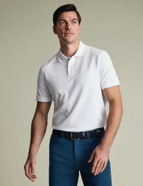 Charles Tyrwhitt Cotton Rich Pique Polo Shirt White