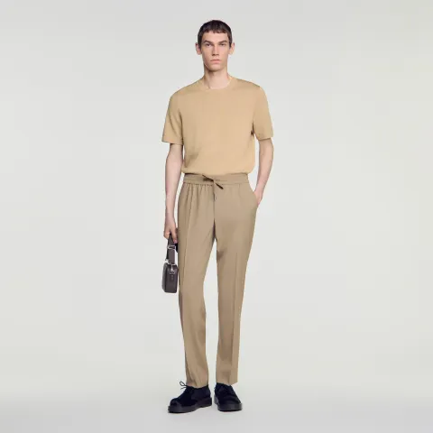 Elasticated wool trousers