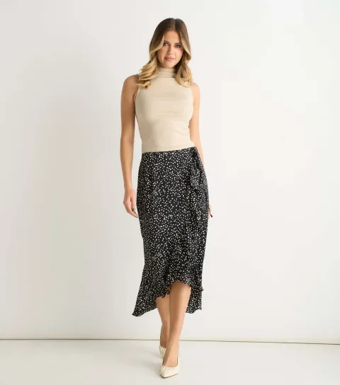 Women's Black Animal Print Skirt