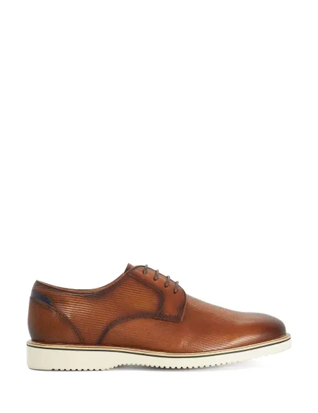Dune London Leather Textured Casual Shoes Tan