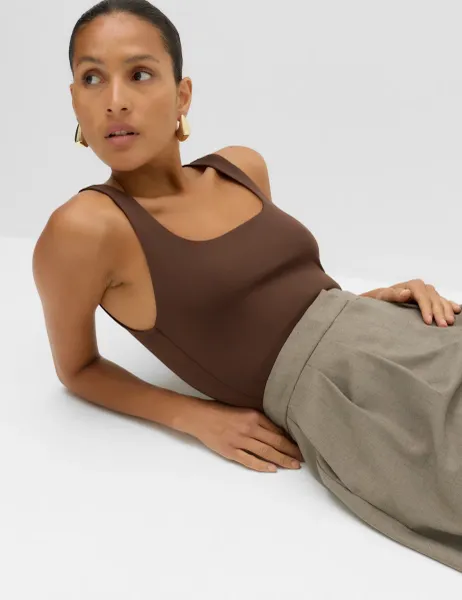Marks & Spencer Square Neck Fitted Vest Bodysuit Chocolate