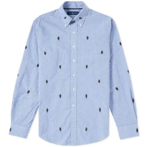 Bear Jacquard Gingham Poplin Shirt