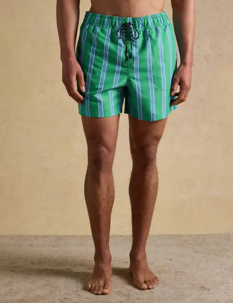 Joules Quick Dry Striped Swim Shorts Green Mix