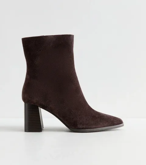 New Look Women's Premium Real Suede Brown Ankle Boots