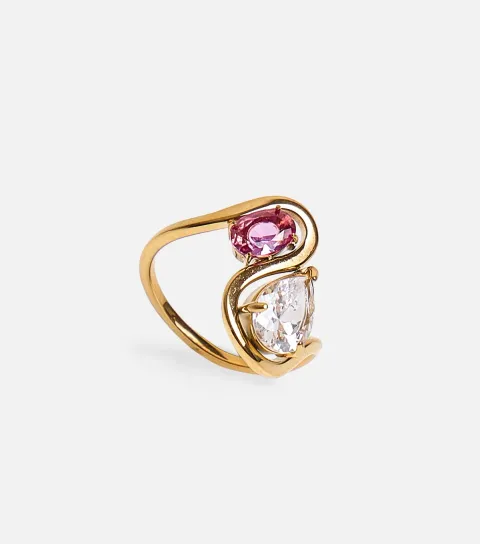 Gold Tone Double Diamanté Ring