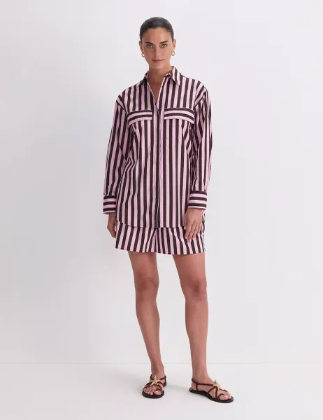 Sportscraft Pure Cotton Striped Shirt Pink Mix