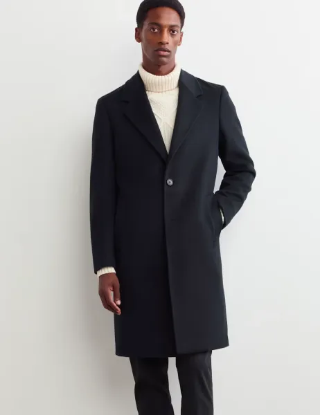 Jaeger Wool Rich with Cashmere Revere Overcoat Dark Navy
