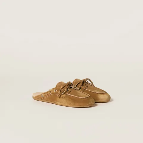 Faded suede Deck mules