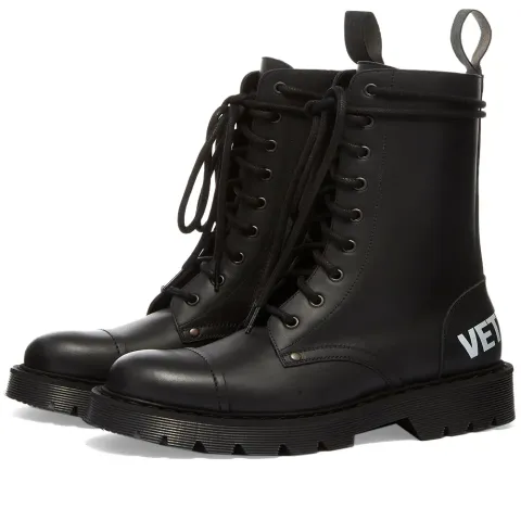 Logo Lace-Up Military Boots