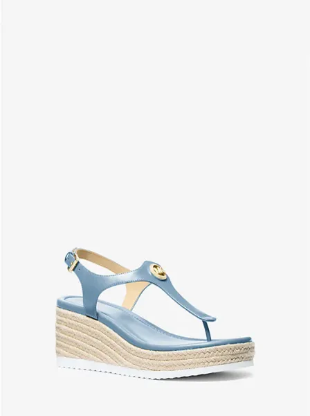 Val Leather Thong Wedge Sandal