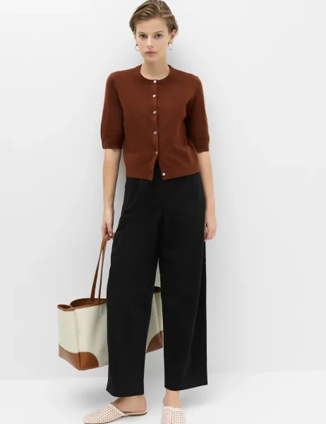 Marks & Spencer Pure Cotton Barrel Leg trouser Black