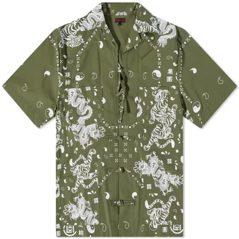 Bandana Print Tie Up Vacation Shirt