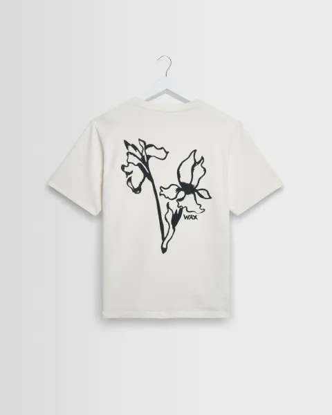 Dean - Off White and Black Painted Flower Print t-Shirt