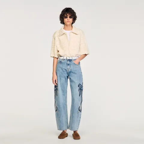 SANDRO Cotton broderie anglaise shirt