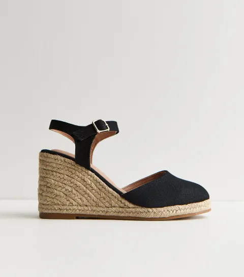 Women's Black Espadrille Wedges Vegan