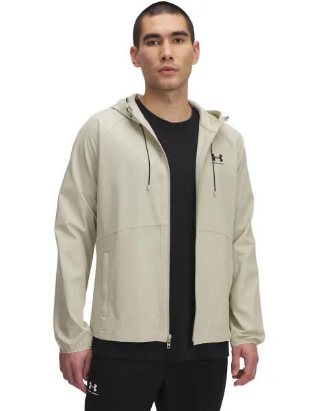 Under Armour Stretch Woven Windbreaker Sports Jacket Taupe