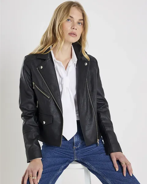 River Island Faux Leather Biker Jacket