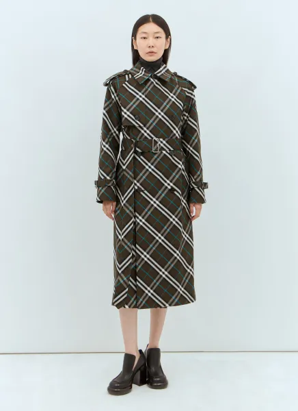 Check Twill Trench Coat