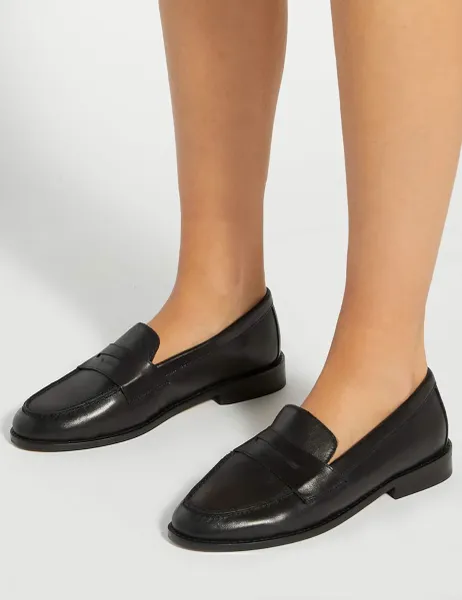 Dune London Leather Loafers Black