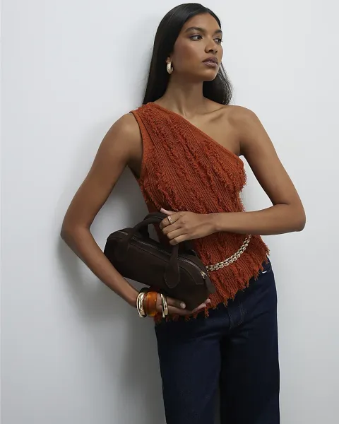 River Island Suede Premium Bowler Bag