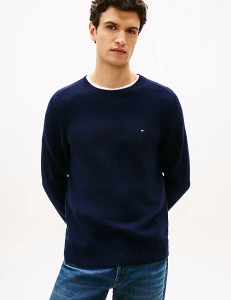 Tommy Hilfiger Pure Lambswool Crew Neck Jumper Navy