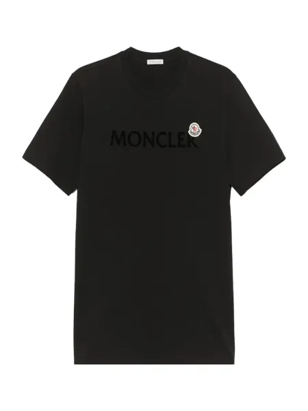 men Flocked Logo Cotton T-Shirt Black
