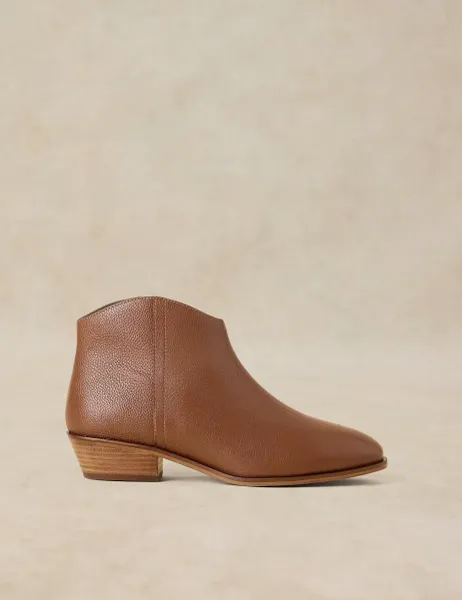 White Stuff Leather Ankle Boots Tan