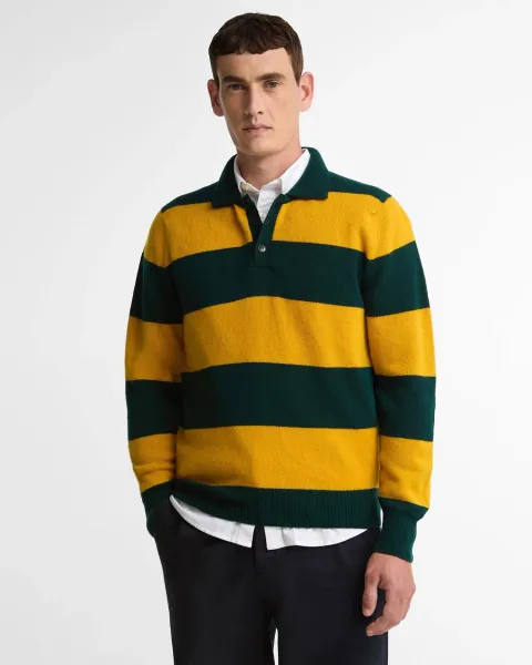 BARBOUR Scottish Made Striped Wool Polo Shirt