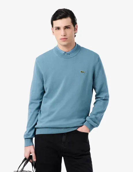Lacoste Pure Cotton Crew Neck Jumper Blue