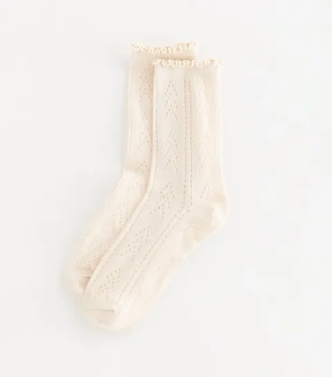 New Look Cream Frill Top Pointelle Ankle Socks