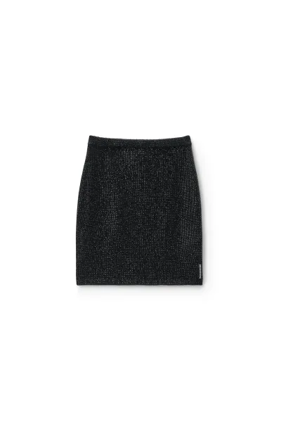 Black Wool-Blend Hotfix Miniskirt