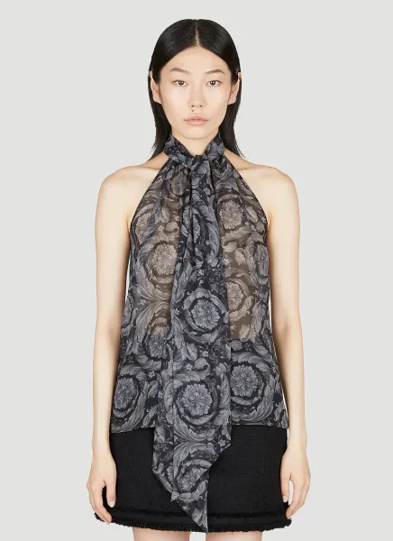 Barocco Silk Scarf-Tie Top