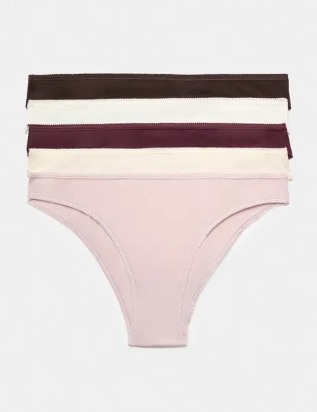 Marks & Spencer 5 Pack Cotton Lycra Brazilian Knickers Bitter Chocolate