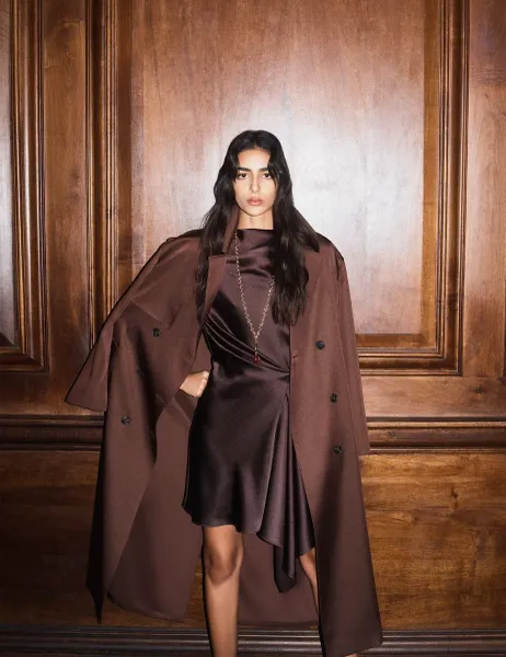 Marks & Spencer Satin Belted Trench Coat Chocolate
