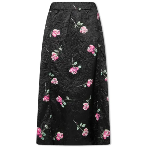 Crinkled Satin Maxi Skirt