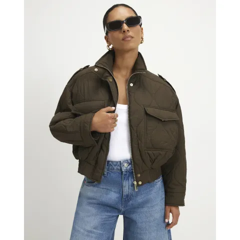 River Island Petite Quilted Bomber Jacket