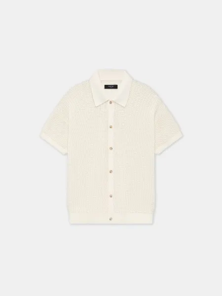CROCHET MESH SHIRT - Ivory