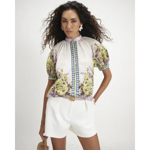 River Island Floral Puff Sleeve Blouse