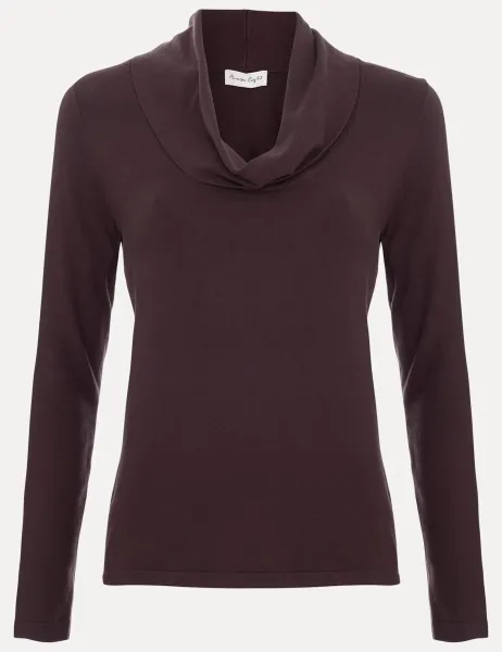 Phase Eight Cowl Neck Knitted Top Brown