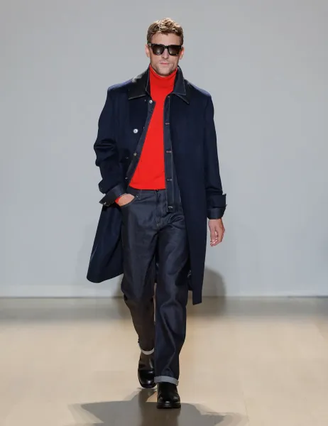 Autograph Wool Blend Contrast Collar Car Coat Dark Navy