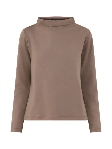 Eileen Fisher TENCEL Lyocell & Organic Cotton Funnel Neck Top - Cobblestone