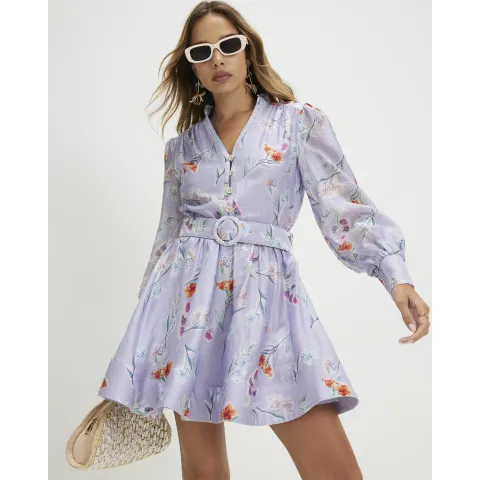River Island Linen Blend Floral Shirt Dress